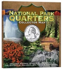 National Park Quarters Coin Collection Display Map Educational Whitman Colorful