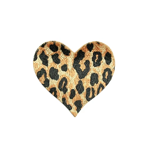 Unotrim Cheetah Leopard Print Heart Iron On Patch Applique Sewing Notion By 3Pcs