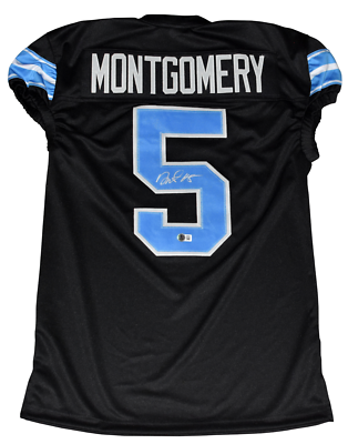 DAVID MONTGOMERY AUTOGRAPHED DETROIT LIONS #5 BLACK GAME CUT