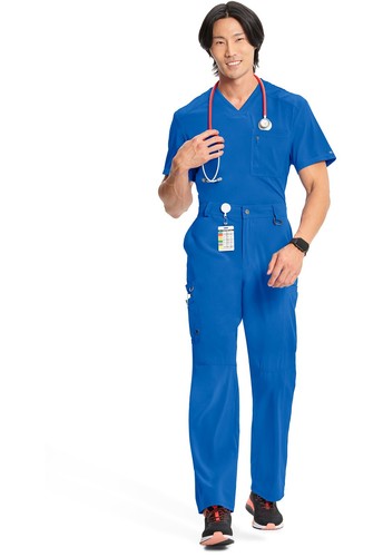 Infinity Scrub Sets for Men - V-Neck Top with Button Zip Fly Straight Leg Pant - Picture 79 of 98