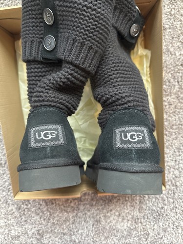 Women's UGG Purl Cardy Knit 1094949 Boots Slip On Size 6 Black - Picture 4 of 6