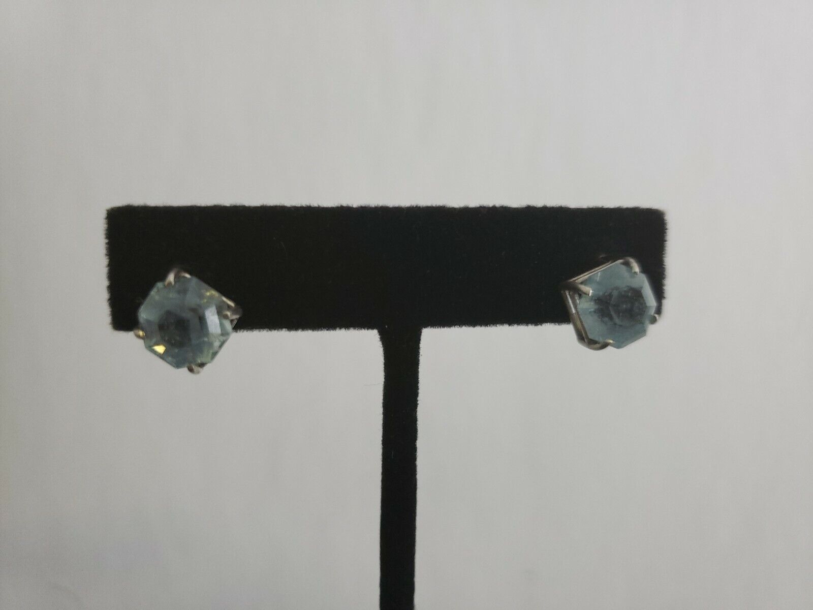 Huge 3 Carat Topaz Sterling Earrings 2.5 grams - image 1