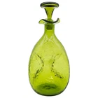 Vintage Blenko #49 Winslow Anderson Olive/Kiwi Pinched Glass Decanter W/ Stopper