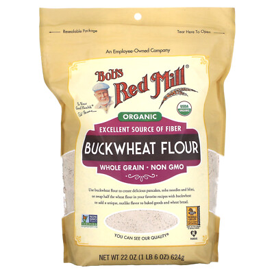Organic Buckwheat Flour, Whole Grain, 22 oz (624 g)