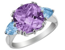 3.90 Carats ctw Amethyst  Blue Topaz Ring in Sterling Silver