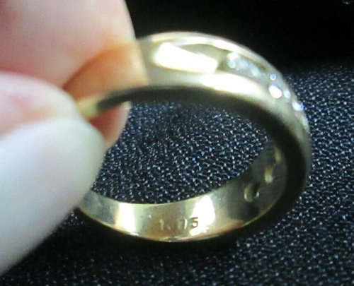 Solid 14K Gold Men's Wedding Band W 6 Diamonds Totaling 1.05 Carats Size 9 - Picture 5 of 12