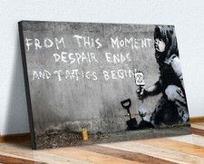 BANKSY CANVAS WALL ART PRINT GRAFFITI ARTWORK DEEP FRAMED Extinction Rebellion