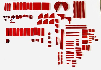 LEGO Lot of 100 plus Assorted Red Specialty Curved Tiles and Block Pieces      