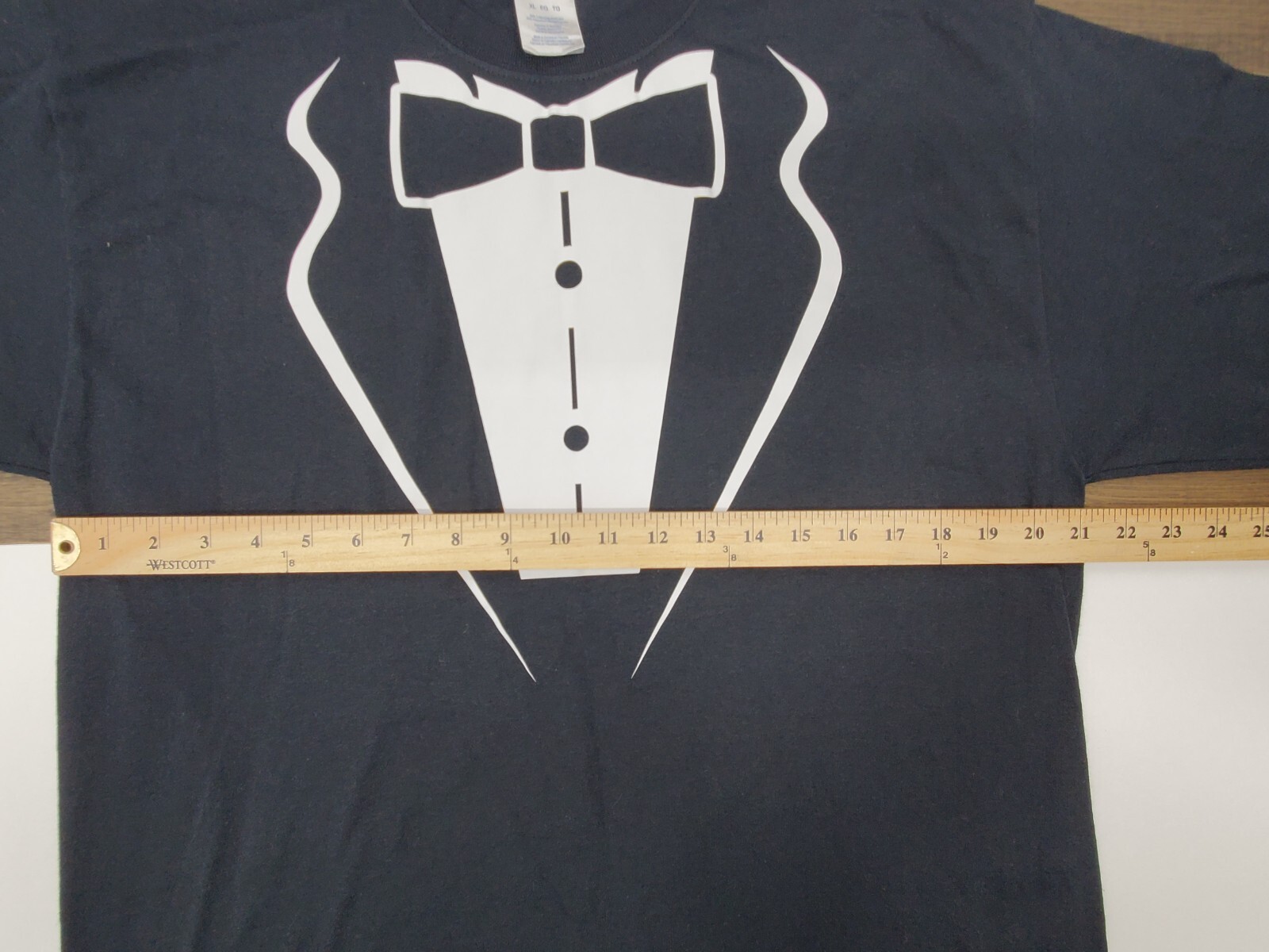 Mens Large Jerzees Tuxedo Shirt Funny Dress up Wedding Costume Bow Tie