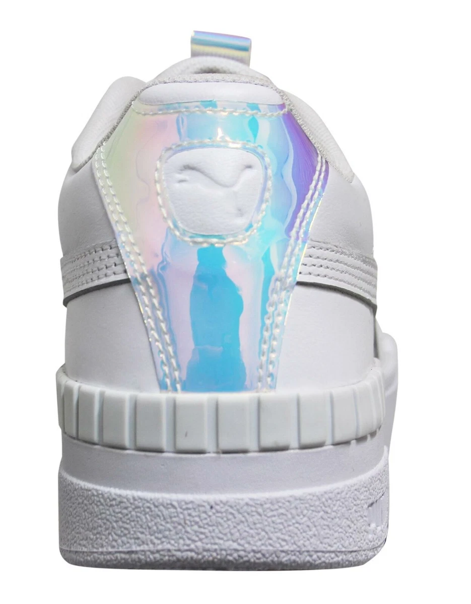 Puma Cali Sport Glow White Leather Low Lace Up Womens Trainers 373083 01