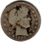 1904 BARBER QUARTER in GOOD condition ~ FULL RIMS~ PLEASE SEE THE SCAN  stk a994