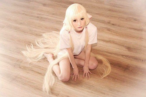 Chobits Chi 59" Super lange glatte blonde Cosplay-Perücke Party-UHar-Perücken DE - Bild 2 von 10