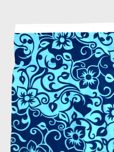 Vintage Hawaiian Fabric Blue Swirl Pattern Poly Blend 1-2 Yards Silky Feel Cool
