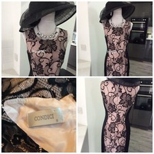 Condici Black Shift Lace Panels Dress Size 8 Away Length 35”