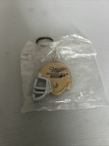 1- Vintage Miller Genuine Draft & Light Beer Football Helmet 2-sided Keychain - Picture 2 of 3