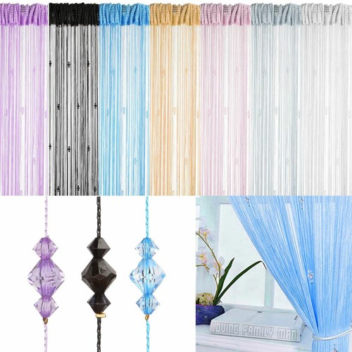 Crystal Beaded String Door Curtain Beads Room Divider Fringe Window Panel Drapes - Picture 3 of 19