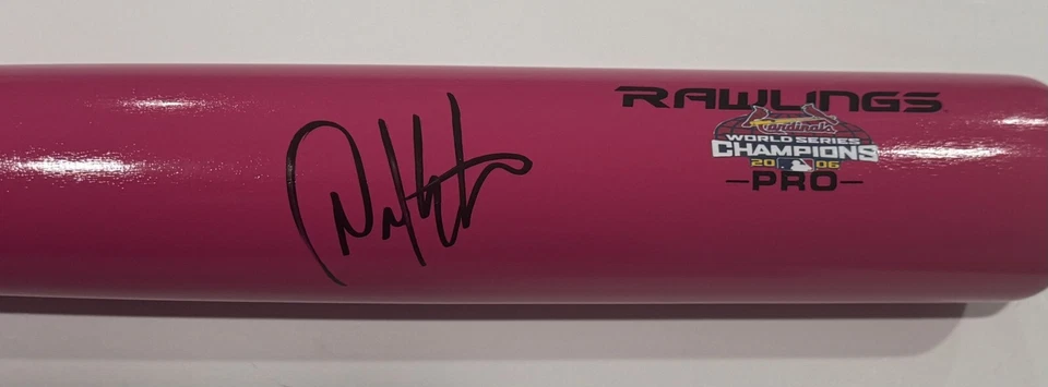 大卫·埃克斯坦签名粉红色 F/S 球棒圣路易斯红雀队 2006 年世界系列 JSA 正品证书 — 第 2/2 张图片