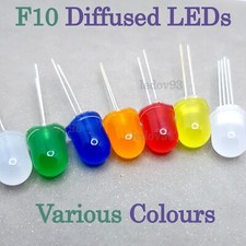 10mm Diffused LED Light Various Colours Ultra Bright Through Hole UK