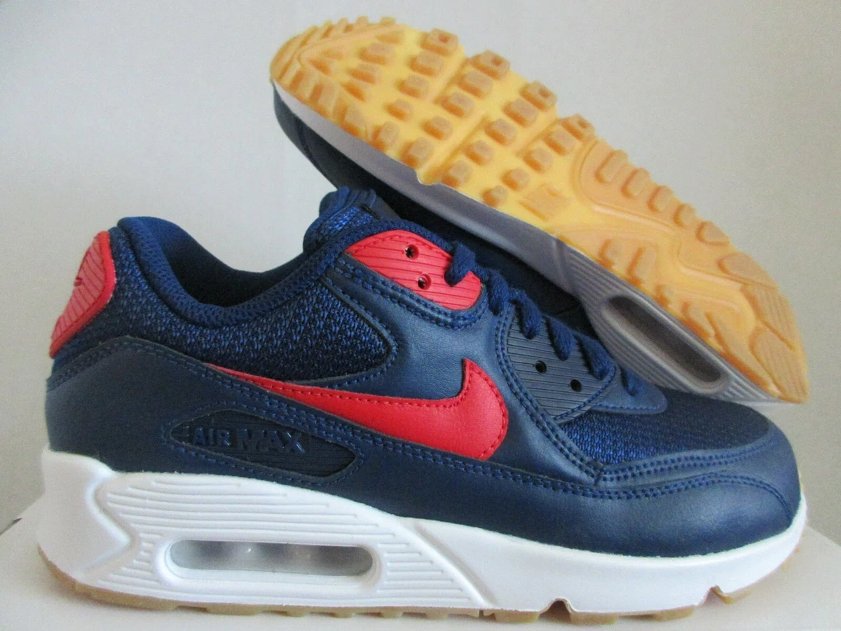 MENS NIKE AIR MAX 90 ID NAVY BLUE-RED-WHITE