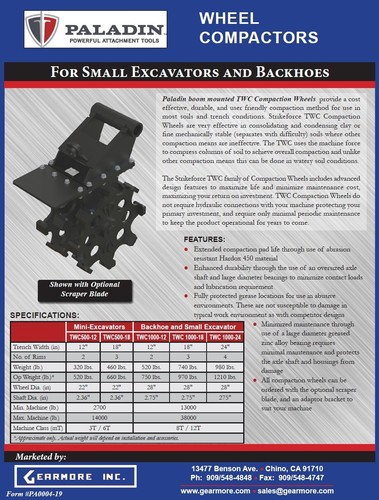 PALADIN STRIKEFORCE TWC 1000 WHEEL COMPACTOR BOOM MOUNTED 24” COMPACTION WHEEL - Picture 2 of 13