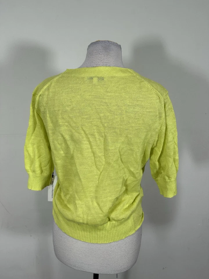 Top Warren Blanco Neón Amarillo Mezcla Lino Corbata Frontal Talla M Foto 3 de 4