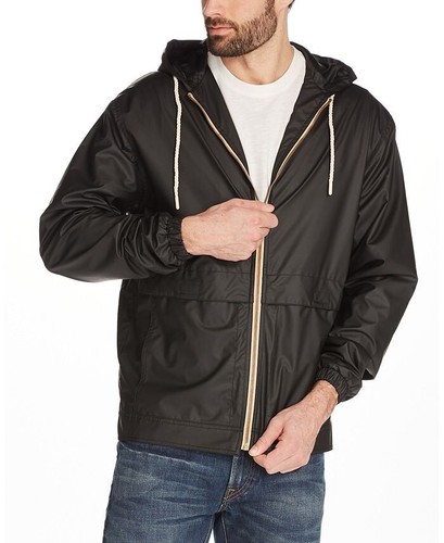 Weatherproof Hooded Full Zip Rain Slicker Sport Jacket Raincoat In Black M $129