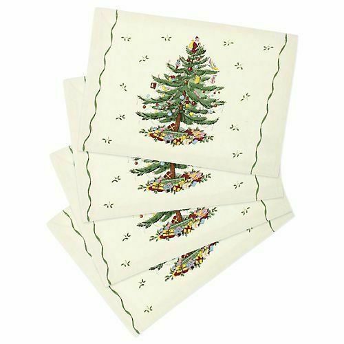 Spode Christmas Tree Avanti Linens Set 4 Placemats 13"x19" Cloth Holiday - Picture 11 of 12