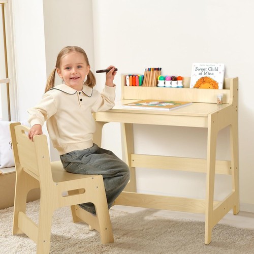 Kids Desk and Chair Set 5-8 Year Old for Bedroom and Study Room with Storage