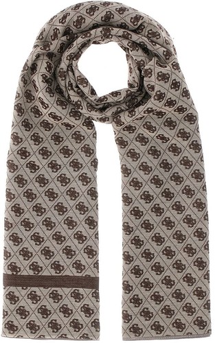 Guess Am9338Pol03 Izzy Quattro 4G Logo Retro Scarf In Beige Brown - Picture 2 of 4