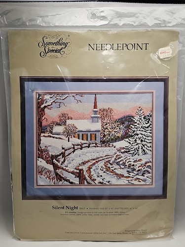 Something Special Needlepoint Kit Silent Night Winter Church Scene Snow 1989 - Picture 2 of 7