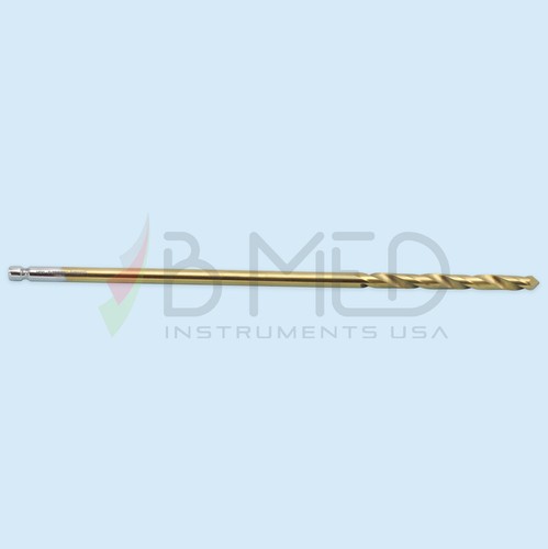 Orthopedic Bone Drill Bit 4.5 mm Titanium Coated Quick Connect Quick Coupling - Picture 2 of 3