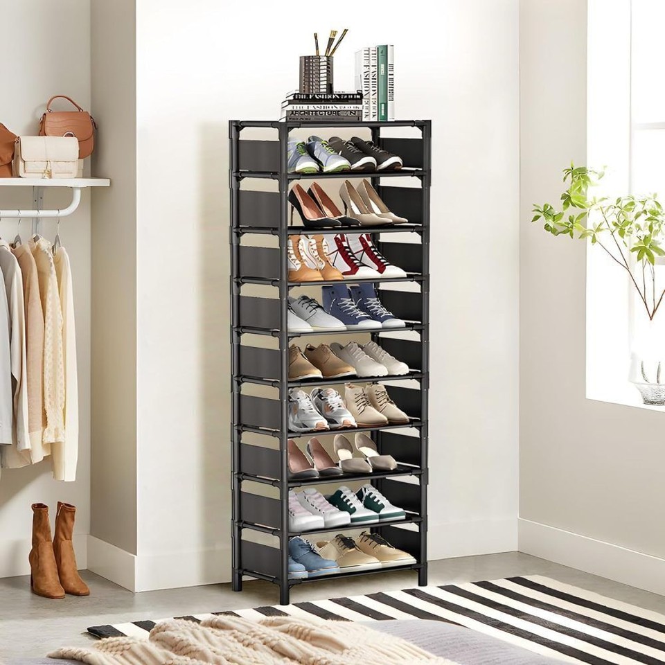 10 Tiers Shoe Rack Tall Narrow Shoe Rack Stackable Shoe Shelf Storage