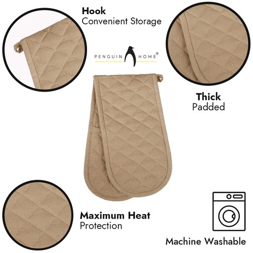 Penguin Home® Set 3 Pezzi Guanti da Forno e Teaera - 100% Cotone Design Elegante - Foto 18 di 100