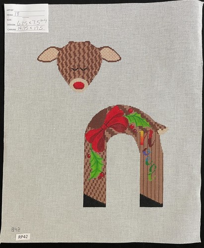 HP Needlepoint 18ct Unbranded Christmas Reindeer "NOEL" standup-RP42