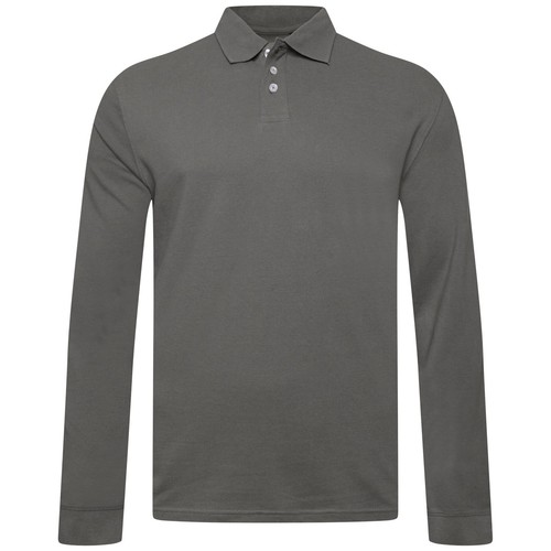 New Mens Long Sleeve Polo Shirts Pique Casual Work Regular Fit Plain Premium Top - Picture 6 of 46