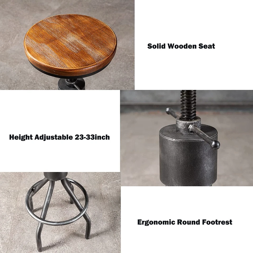 Conjunto de 2 banquetas de bar industriais - cadeira de jantar balcão vintage - Imagem 3 de 4