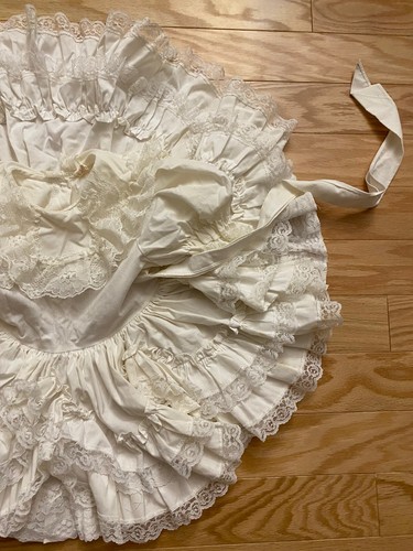 VTG Girl's Ruffle Party Full Circle Lace Pageant Frilly White Dress Size 4 - Picture 5 of 8