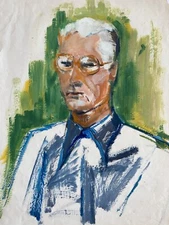 James Koenig Listed NY Mid Century Artist Self Portrait Expressionism Painting