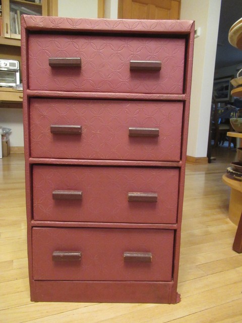 Vintage Sears Roebuck & Company 4-Drawer Storage Chest-Vinyl Covered Cardboard Vintage Sears Roebuck & Company 4-Drawer Storage Chest-Vinyl Covered Cardboard