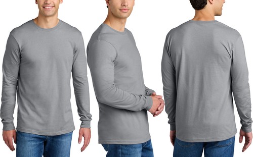 Mens Gildan Soft Blended Long Sleeve T-Shirt Classic Fit Tee CVC S-3XL NEW! - Bild 3 von 7