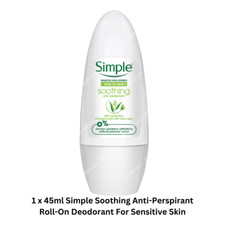 1 x 45ml Simple Soothing Anti-Perspirant Roll-On Deodorant For Sensitive Skin