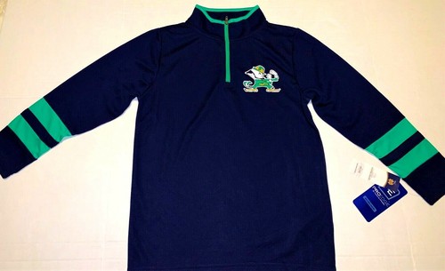 Notre Dame Fighting Irish Leprechaun Pullover Zipped Shirt New! Boys LARGE 12 14