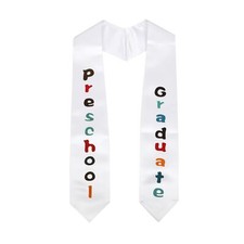 Unisex Kindergarten Preschool Graduation Stole Sash White with Colorful Words