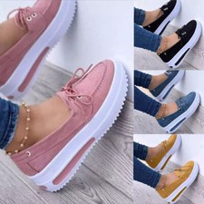 LADIES WOMENS FLAT COMFY WORK OFFICE PUMPS LOAFERS SLIP ON SHOES CASUAL TRAINERS