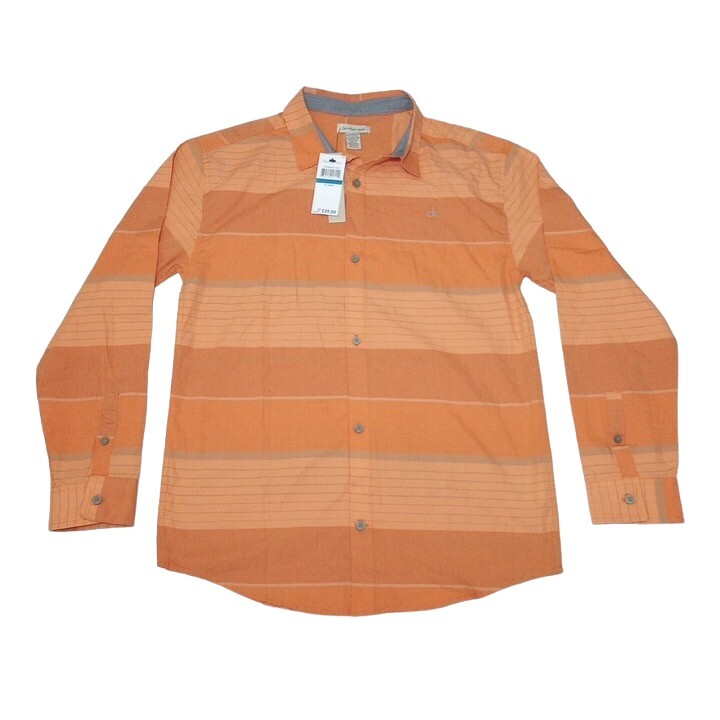 Calvin Klein Men's XL Shirt New With Tags Orange Striped Long Sleeve Button Up eBay
