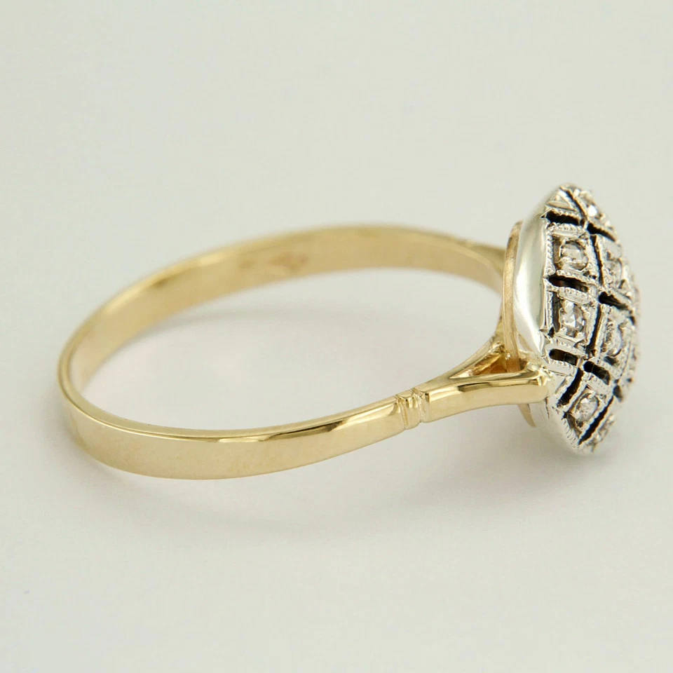 Bague en OR Jaune 14 Carats k et DIAMANT style Ancienne 50 51 52 53 54 55 56 57  - Photo 4/4