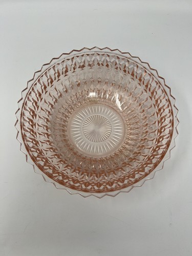 Vintage Jeannette Pink Depression Glass Cut Diamond Pattern 8.5" Across 3" Tall - Picture 3 of 3