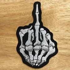 SKELETON MIDDLE FINGER PATCH BLACK & WHITE