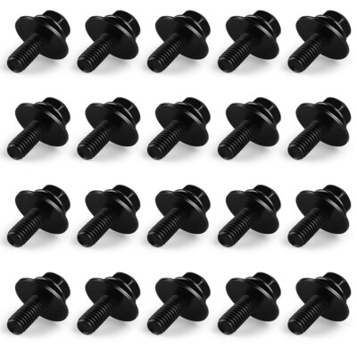 #ad #ad 20pc Car Body Bolts Screw Fastener Fender M6 1.0x 16mm Long 10mm Hex 17mm Washer $11.98