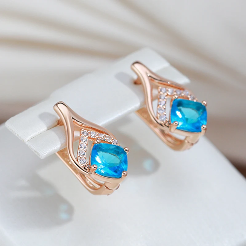 Damen Ohrringe Ohrhänger Creole 585 RG Rosegold Rotgold mit Zirkonia Edelstein